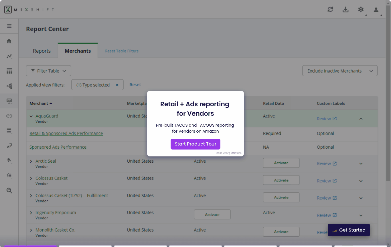 Vendor TACOS reporting with labels from MixShift